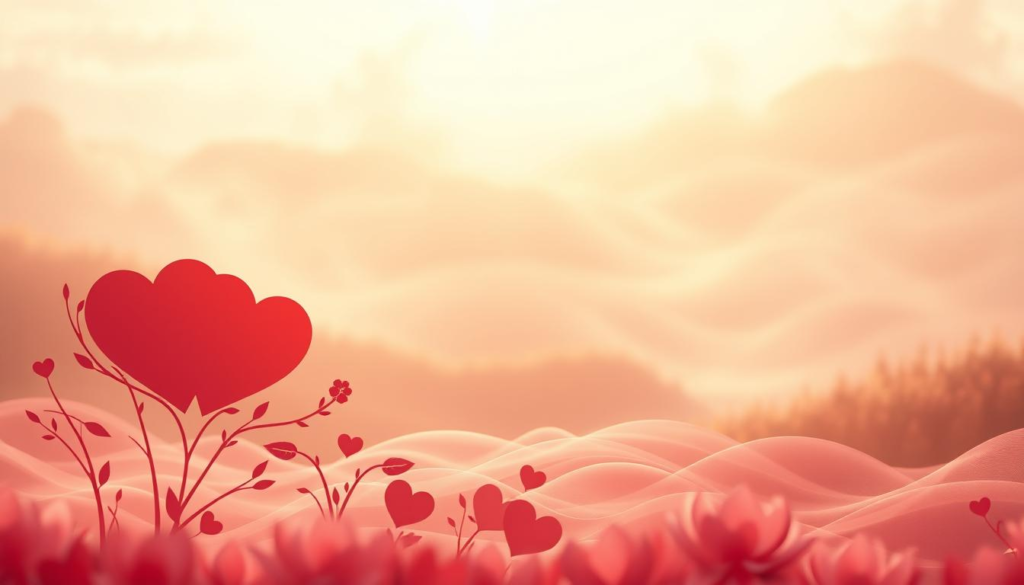 A serene composition illustrating "love patterns and emotional attachment," featuring intertwined hearts and abstract floral motifs in the foreground, layered with soft, flowing shapes symbolizing connection. In the middle ground, gentle waves of pastel colors blend harmoniously, representing the ebb and flow of emotions. The background showcases a dreamy, misty landscape with ethereal light filtering through, creating a mystical atmosphere with a golden aura. The scene is bathed in soft focus, enhancing its romantic feel. Use a wide-angle lens to emphasize the warmth and depth of the scene, while employing a soft, diffused lighting that creates a tranquil mood, evoking feelings of love, understanding, and emotional bonding. A serene composition illustrating "love patterns and emotional attachment," featuring intertwined hearts and abstract floral motifs in the foreground, layered with soft, flowing shapes symbolizing connection. In the middle ground, gentle waves of pastel colors blend harmoniously, representing the ebb and flow of emotions. The background showcases a dreamy, misty landscape with ethereal light filtering through, creating a mystical atmosphere with a golden aura. The scene is bathed in soft focus, enhancing its romantic feel. Use a wide-angle lens to emphasize the warmth and depth of the scene, while employing a soft, diffused lighting that creates a tranquil mood, evoking feelings of love, understanding, and emotional bonding.